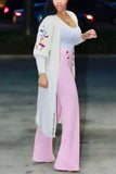 Fashion Casual Embroidered White Cardigan Coats