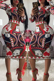 Trendy Geometric Printed Knee Length Dress