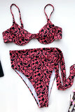 Sexy Fashion Leopard Print Red Bikini Set