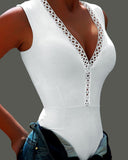 Contrast Lace Sleeveless Bodysuit
