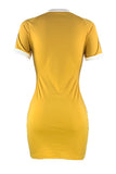 Fashion Short Sleeve Yellow T-Shirt Dress