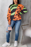 Casual Polyester Print Pullovers O Neck Outerwear