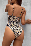 Fashion Sexy Leopard Print Hollowed Out Backless Swimwears