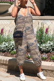 Fashion Casual Printed Camouflage Sling Jumpsuit