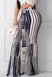 Fashion Casual Loose Irregular Blue And White Striped Bottoms