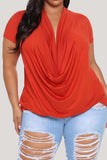 Fashion Casual Solid Basic V Neck Plus Size Tops