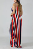 Sexy Striped Printng Red Sling Loose Dress