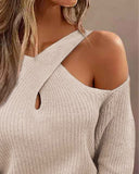 Crisscross Cold Shoulder Knit Sweater