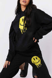 Fashion Casual Letter Print Basic Hooded Collar Long Sleeve Two Pieces