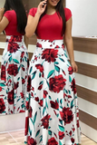Fashion Print Red Short Sleeve Dress