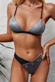 Sexy Fashion Patchwork Silver Swimsuit Set