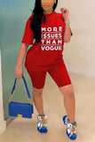 Fashion Casual Printed T-shirt Red Shorts Set