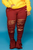 Sexy Solid Ripped Split Joint Plus Size Jeans