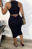 Sexy Fashion Black Sleeveless Slim Dress