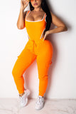 Sexy Hollow Out Orange Two-piece Set