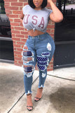 Fashion Casual Regular Patchwork Jeans