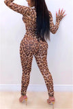 Casual Fashion Print Leopard grain perspective Mesh Polyester Long Sleeve O Neck