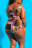 Sexy Print Multicolor Swimsuit Set
