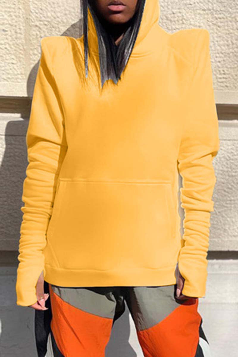Casual Basic Hooded Collar Tops