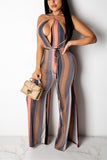 Sexy Striped Printing Multicolor Jumpsuit