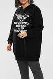 Casual Print Split Joint Hooded Collar Long Sleeve Plus Size Dresses