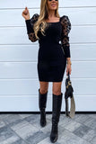 Sexy Fashion Mesh Black Puff Sleeve Dress