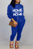 Casual Letter Print Patchwork O Neck Long Sleeve Two Pieces
