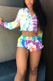 Casual Sports Printing Color Two-piece Set