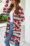 Christmas Themed Red Reindeer Printed Cotton Coat