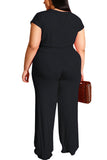 Casual Straight Pants Strap Black Two-Piece Suit