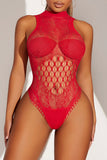 Sexy Solid Hollowed Out Patchwork Valentines Day Lingerie