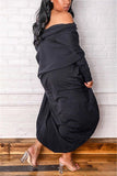 Sexy Fashion Long Sleeve Black Loose Dress