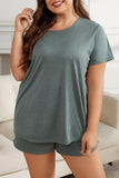 Casual Living Solid Basic O Neck Plus Size Two Pieces