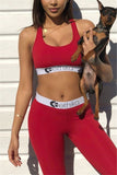 Fashion Casual Vest Trousers Red Sports Set