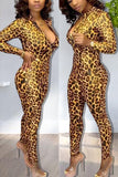 Fashion Leopard Print Yellow Jumpsuit
