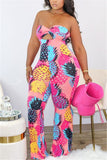 Polyester Sexy Wrapped chest Print Pattern Plus Size