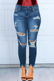 Fashion Casual Dark Blue Skinny Jeans