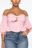 Sexy Fashion Print Pink Off Shoulder Top