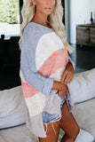 Fashion Casual Loose Blue And Pink Striped Sweater