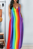Stylish Casual Rainbow Striped Dress