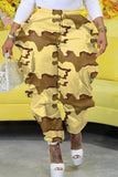 Casual Camouflage Print Patchwork Regular High Waist Conventional Full Print Trousers