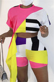Fashion Casual Patchwork Multicolor Two-piece Set
