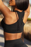 Casual Sportswear Solid Split Joint See-through O Neck Sleeveless Two Pieces