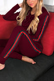Stylish Casual Red Hooded Two-piece Set