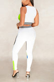 Casual Sports Stitching Camisole White Two-piece Set