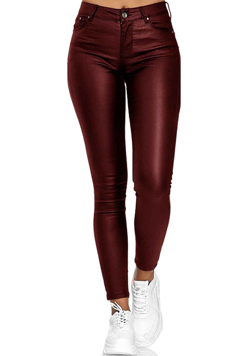 Fashion Casual Solid Pants Skinny Trousers