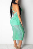 Sexy Fashion Hot Diamond Green Sleeveless Dress