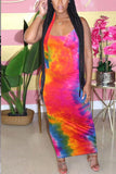Fashion Sexy Daily Spaghetti Strap Sleeveless Spaghetti Strap Sling Dress Ankle Length Mixed Printing Dresses