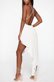 Sexy Fashion Irregular White Sling Dress