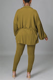 Fashion Casual Solid Cardigan Vests Pants Turndown Collar Long Sleeve Three-piece Set